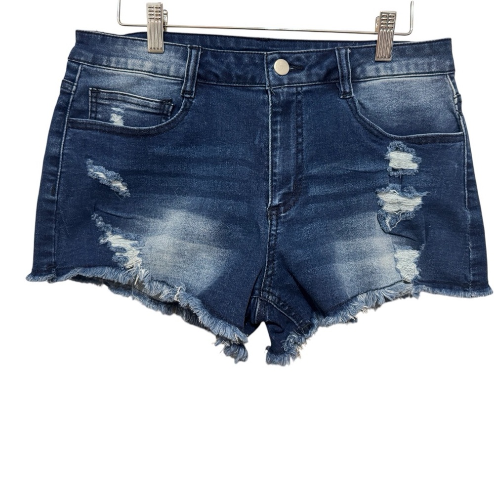 Distressed Denim Women Shorts Size L
